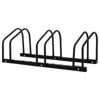 HOMCOM Estacionamento para 3 Bicicletas Suporte de Aço para Estacionar Bicicletas no Chão para Interior e Exterior 76x33x27 cm Preto(m-1)
