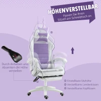Vinsetto Gaming Stuhl Ergonomischer Gamer Stuhl mit Lendenwirbelstütze, Fußstütze Hasenohren Kopfkissen Violett(m-5)