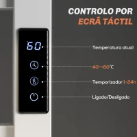 HOMCOM Toallero Elétrico de Parede 110W com Controlo WIFI Ecrã Tátil Temporizador 10 Barras Temperatura Ajustável Baixo Consumo IPX4 45x11x80 cm Branco(m-5)