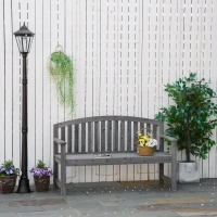 Outsunny Banco de Jardim de 3 Lugares Banco de Ripas de Madeira com Encosto Apoio para os Braços Terraço Varanda Exterior Carga 320kg 140x50x85cm Cinza(m-10)