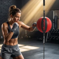 SPORTNOW Soporte de boxeo doble extremo para entrenamiento con cuerda bungee, hebilla ajustable, montaje clip-on(m-6)