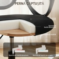 HOMCOM Scaun de Birou Ergonomic Rotativ din Plasă Respirabilă, cu Suport pentru Picioare și Înălțime Reglabilă, Negru(m-7)