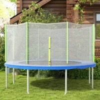 SPORTNOW Plasă de protecție pentru trambuline cu 8 stâlpi, cu acces cu fermoar, din PE, Ø366x180 cm, negru și verde(m-7)