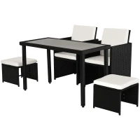 Outsunny Polyrattan Sitzgruppe Essgruppe Gartenset Garnitur 11 tlg. mit Kissen Schwarz(m-11)