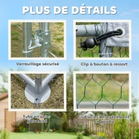 PawHut Poulailler, grand poulailler en métal avec couverture imperméable et anti-UV, cage pour 5-8 poules, 3 x 1,7 x 1,9m(m-6)