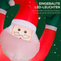 Outsunny Aufblasbare Weihnachtsdeko, Aufblasbarer Weihnachtsmann mit Hund mit LED-Lichtern, 68x82x214 cm, Rot(m-4)