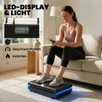 SPORTNOW Vibrationsplatte Rüttelplatte mit 120 Intensitätsstufen 5 Vorprogramm LED-Lichtern Widerstandsbänder Rutschfest(m-8)