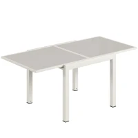 Outsunny Masă Extensibilă de Grădină cu Extensie Rabatabilă din Aluminiu și Sticlă, Crem(m-1)