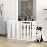PawHut Haustiergitter, Treppenschutzgitter, Schutzgitter, 4 Teile, faltbar,  Weiß(m-2)