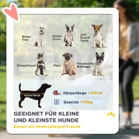 PawHut Hundewagen, Leichter und faltbarer Transportwagen für kleine Hunde, waschbares Kissen, Netzfenster, Khaki(m-4)