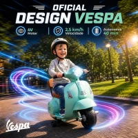AIYAPLAY Mota Elétrica Infantil Mini Vespa GTS com 2 Rodas Auxiliares, Bateria de Lítio, Farol, Buzina e Encosto, Verde(m-4)