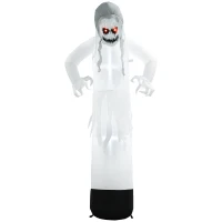 Outsunny Halloweendeko, Geisterhexe mit roten Augen, aufblasbar, LEDs, Outdoor-tauglich, 180 cm, Weiß(m-1)