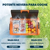 Outsunny Nevera Portátil Eléctrica 40L Refrigerador de Coche 12V/24V hasta -20℃ con Pantalla LED Táctil 58,7x36,5x43,8cm Negro(m-4)