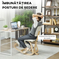 HOMCOM, Scaun Inginochetor, cu Mișcare Legănată, Țesătură cu aspect de in, 51x84x93 cm, Crem(m-4)