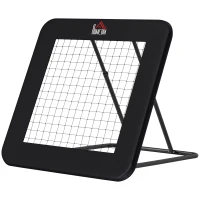 HOMCOM Rebounder für Fußball, 128 x 118 cm Prellwand mit Schutzkante Heringen, verstellbar in 5 Stufen, tragbares Rebound, Fußballtor für Jugendliche, Rückprallwand für Fußball Training, Schwarz(m-11)