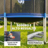 SPORTNOW Trampolim para Crianças Exterior Ø244 cm com Rede de Segurança Escada Acolchoamento de Molas Azul(m-6)