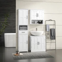 kleankin Conjunto Casa de Banho Inclui 1 Coluna para Casa de Banho 1 Móvel para Lavatório e 1 Armário de Parede Branco(m-2)