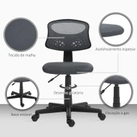HOMCOM Cadeira de Escritório sem Apoio para os Braços com Encosto de Malha Respirável Altura Ajustável 43x48x78-88 cm Cinza(m-7)