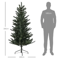 HOMCOM Weihnachtsbaum 180 cm, flammenhemmend, Metallfuß, 467 Spitzen, grün(m-3)