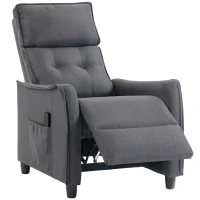 HOMCOM Poltrona de Massagem Reclinável com Apoio para Pés 2 Zonas de Massagem Assento com Molas Bolsos Estofado em Linho Cinzento(m-11)