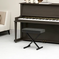 HOMCOM Sgabello per Pianoforte Pieghevole e Regolabile su 4 Altezze, in Pelle PU, Schiuma e Metallo, 60x32x53-63 cm, Nero(m-6)