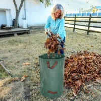 Outsunny Gartensack 3x120L wasserdicht Gartenabfallsack mit Griffe, stabil Laubsack UV Schutz Grün(m-10)