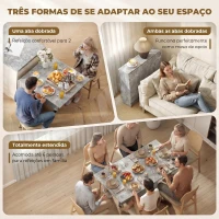HOMCOM Mesa de Sala de Jantar Dobrável com 2 Prateleiras de Armazenamento e Rodas para Cozinha 75x140x74 cm Cinza(m-4)
