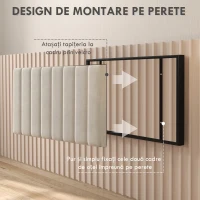 HOMCOM Tăblie de perete pentru pat dublu, tapițată, din catifea, pentru paturi de 180 cm, crem(m-6)