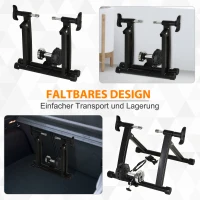 HOMCOM Rollentrainer, Radtrainer, 8 Widerstandsstufen, klappbar, für 26-29'', Stahl, schwarz, 68 x 62,5 x 49 cm(m-5)