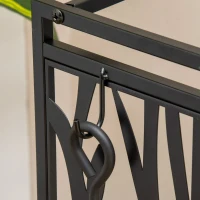HOMCOM Kaminholzregal für innen Stahl 46 x 30 x 70cm Brennholzregal mit 4 Kaminwerkzeug Haken Kaminbesteck Set Kaminholzständer für Kamin Ofen Feuerholzregal Kaminholzhalter für Feuerholz, Schwarz(m-9)