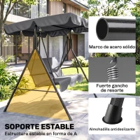 Outsunny Baloiço de Jardim de 3 Lugares com Almofada Toldo Ajustável e Estrutura de Aço para Balcão Terraço 172x110x153 cm Cinza(m-5)