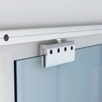 HOMCOM Porta Scorrevole Interna in Vetro Smerigliato e Satinato con Binario B2 e Maniglia per Bagno Cucina Studio Vetro 205x 102.5x 0,8cm(m-9)