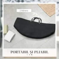 HOMCOM Coș pentru rufe de 88L portabil și pliabil cu mânere din bumbac natural, Ø56x35.5 cm, negru(m-6)