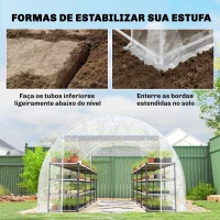 Outsunny Estufa tipo Túnel 296x597x199 cm com 2 Portas Enroláveis Estrutura de Aço Galvanizado e Cobertura em PE 150g/m² Transparente(m-7)