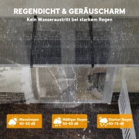 Outsunny Vordach für Haustür/Fenster, wetterfest, transparent, Aluminium-Verbindungstangen/Polycarbonat, 303x96x27cm, Schwarz(m-5)