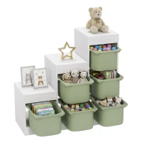 AIYAPLAY Raft pentru jucării, 3 niveluri, 6 cutii, pentru copii 3-8 ani, 96 x 38,5 x 90 cm, verde(m-11)