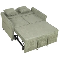 HOMCOM 2 Seater Sofa Bed 3-in-1 Convertible Chenille Pull Out Sleeper Sofa with 5-Position Adjustable Backrest, Light Green(m-1)