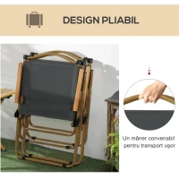 Outsunny Set 2 Scaune pentru Exterior Pliabile cu Brațe din Țesătură Oxford și Oțel, Gri(m-5)