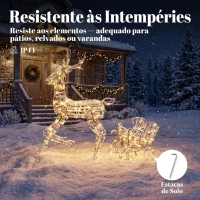 Outsunny Rena e Trenó Luminosos em Rattan PP com 175 LED Branco Quente, 8 Modos e Temporizador, 120 cm, para Jardim Exterior(m-7)