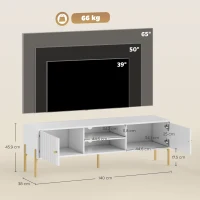 HOMCOM Móvel de TV Moderno com 2 Prateleiras Abertas Ajustáveis para Televisão 65 Polegadas 140x38x45,9 cm Branco(m-3)