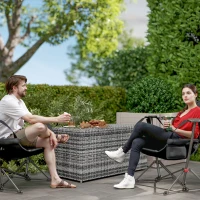 Outsunny Rattan Auflagenbox 380L wetterfest Kissenbox mit Deckel Stauraum UV-beständig 130 x 61 x 65 cm Dunkelgrau(m-10)