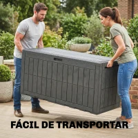 Outsunny Baú Exterior Capacidade 440L em Resina Resistente à Água e aos Raios UV com Tampa Bloqueável 133x62x65 cm Castanho(m-9)