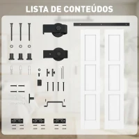HOMCOM Porta Deslizante Dobrável com Ferragens 91,4x213,4 cm com Roldana Trilho de Aço Guia de Piso Puxador Branco(m-8)