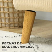 HOMCOM Sofá de 2 Lugares 140 cm em Veludo com Pés de Madeira de Seringueira para Sala de Estar Branco(m-5)