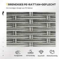 Outsunny Polyrattan Gartenmöbel Set für 3 Personen Gartengarnitur mit Beistelltisch Kissen Aluminium Hellgrau+Beige(m-4)