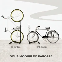 HOMCOM Suport bicicletă cu cârlige reglabile, compatibil cu biciclete 24"-29" și 700C, pentru garaj, interior și exterior, negru(m-4)