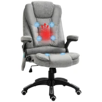 Vinsetto Chefsessel mit Massage- & Wärmefunktion, ergonomisch, verstellbar, bis 120kg, Grau(m-12)