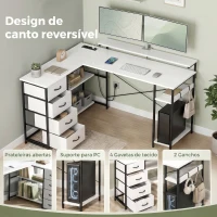 HOMCOM escritorio esquinero en esquinera rinconera rinconero ordenador(m-6)