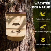 PawHut Fledermauskasten 3er-Set Fledermaushaus mit Belüftungsöffnung Nistkasten aus Tannenholz wetterfest für Fledermäuse(m-6)