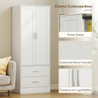 HOMCOM Armário Despenseiro de Cozinha com 2 Portas, 8 Prateleiras na Porta, 2 Gavetas e Prateleiras Ajustáveis, 60x40x159 cm, Branco(m-6)